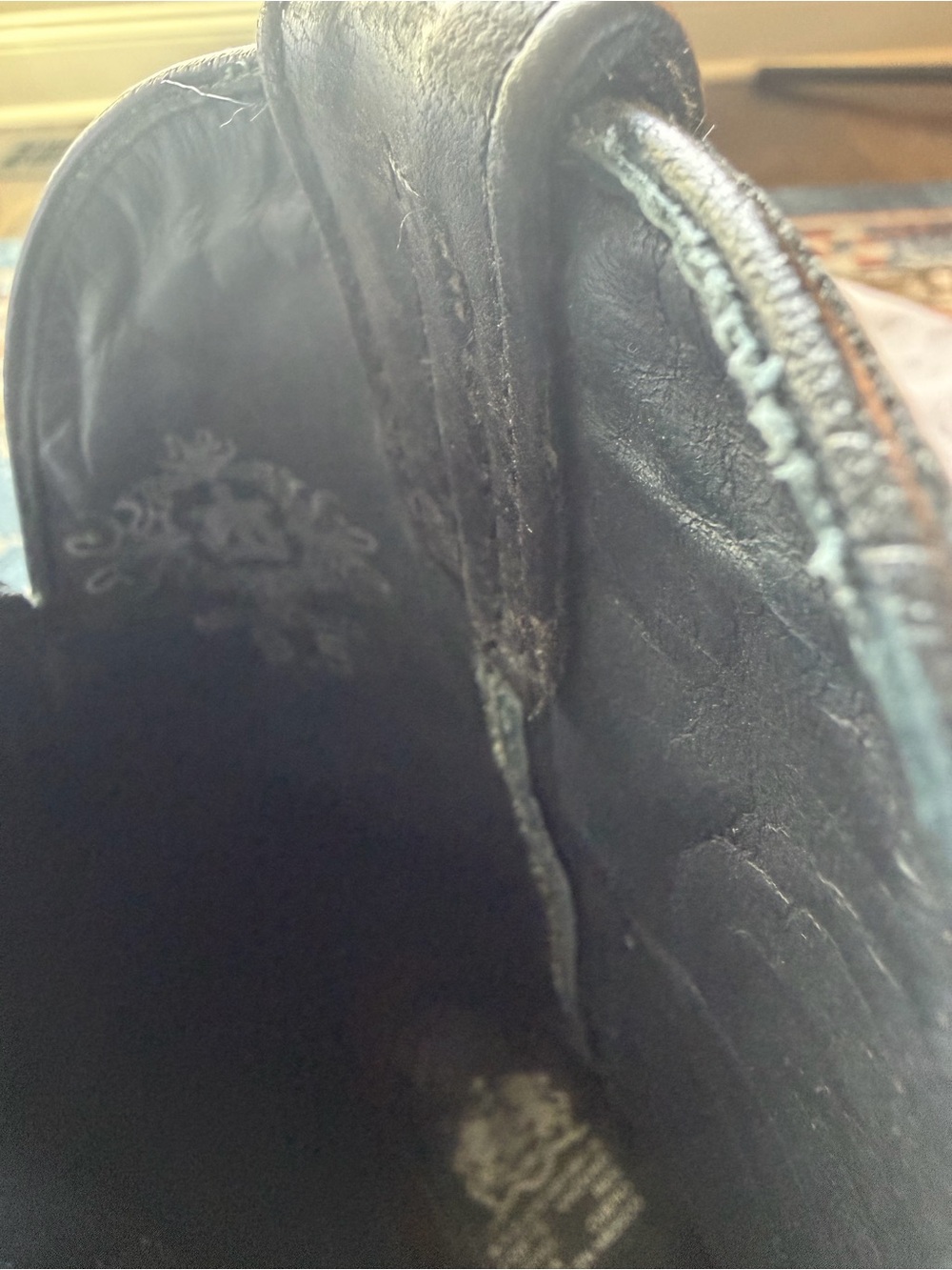Tanner Mark Full Quill Ostrich Western Boots — Distressed Gray/Black - Men’s 9.5 - Picture 4 of 4